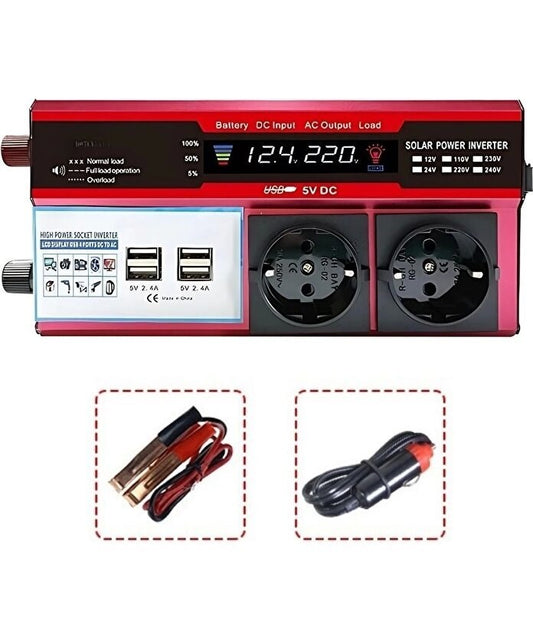 StoreBinbir 12v 2000w Modifiye Sinüs İnverter Araç Ve Güneş Enerjisi Uyumlu, Çift Usb, Çift Priz Ve Çakmaklık Epilons