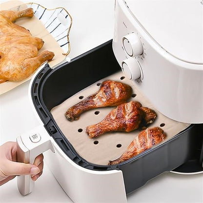 StoreBinbir 200 Adet Airfryer Pişirme Kağıdı Tek Kullanımlık Pişirme Kağıdı Delikli Kare Model