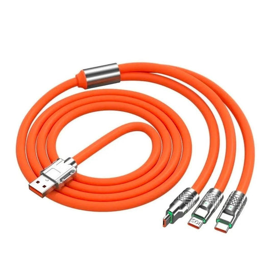 StoreBinbir 3 in 1 Type-C + Micro Usb + Lightning Hızlı Şarj Kablosu Silikon Kablo 1 Metre Opp Ambalaj